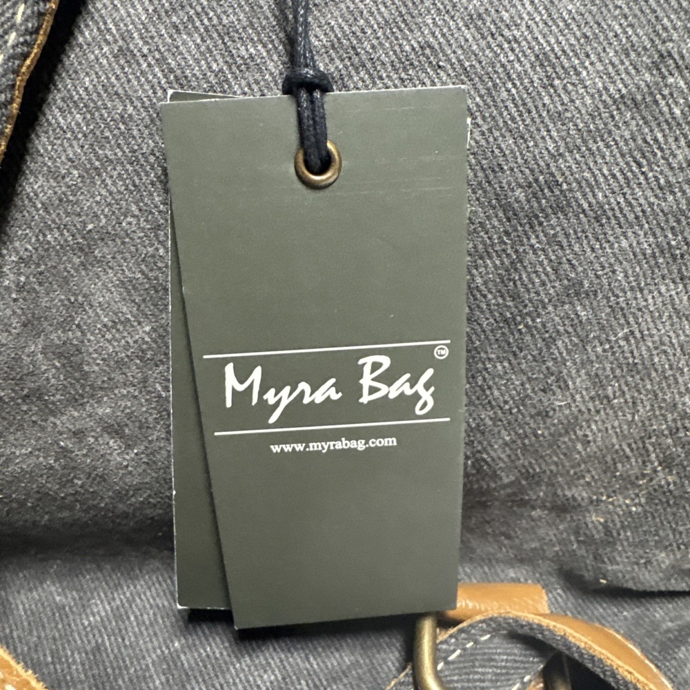 Myra Bag Multi-Colored Canvas Cowhide Leather Backpack Purse W/Adjustable Straps - Picture 4 of 5